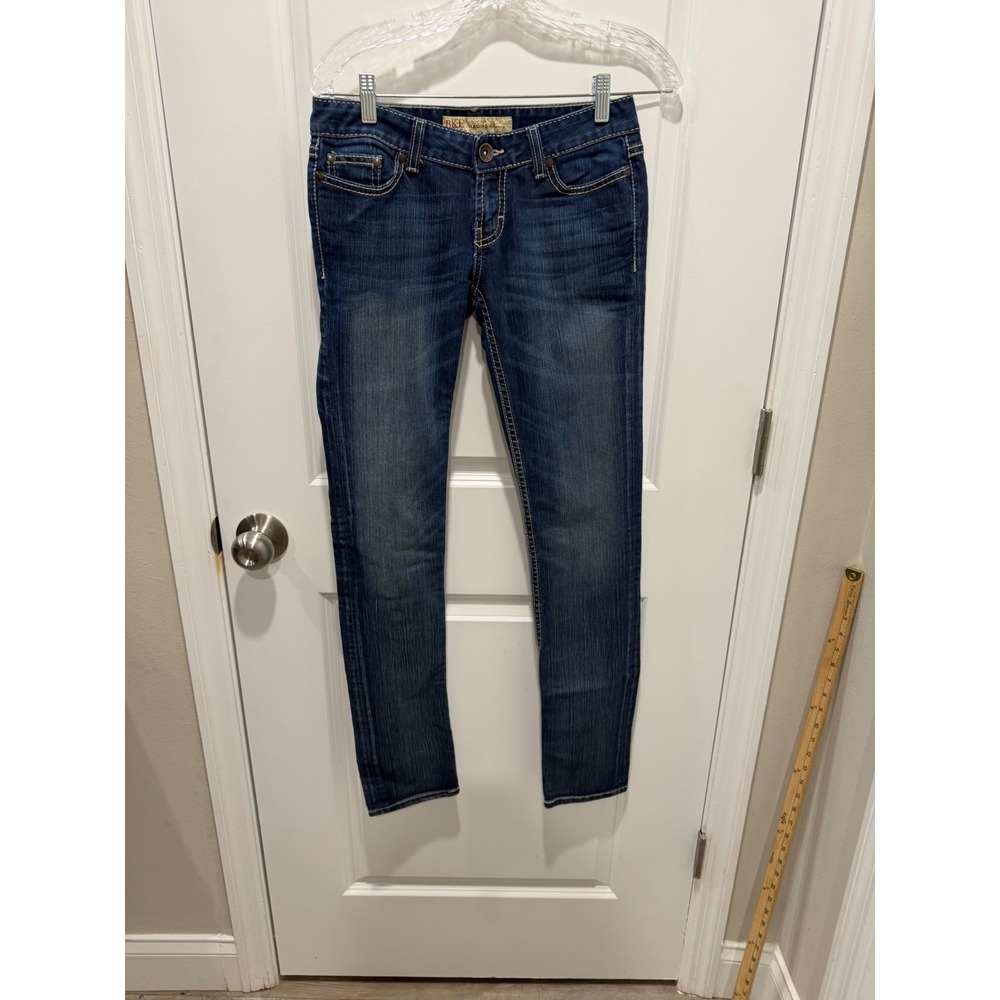 BKE Womens Skinny Jeans Madison Embroidered Dark Wash Blue 27x33.5